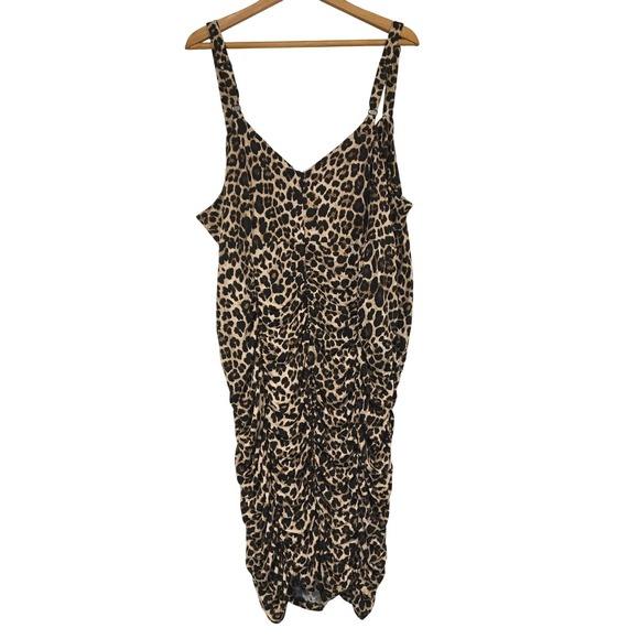 Torrid X Marilyn Monroe Collection Leopard Animal Print Ruched Midi Dress Size 4 - Picture 3 of 9